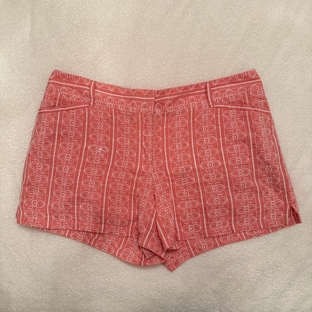 LOFT Coral Patterned High Waist Shorts